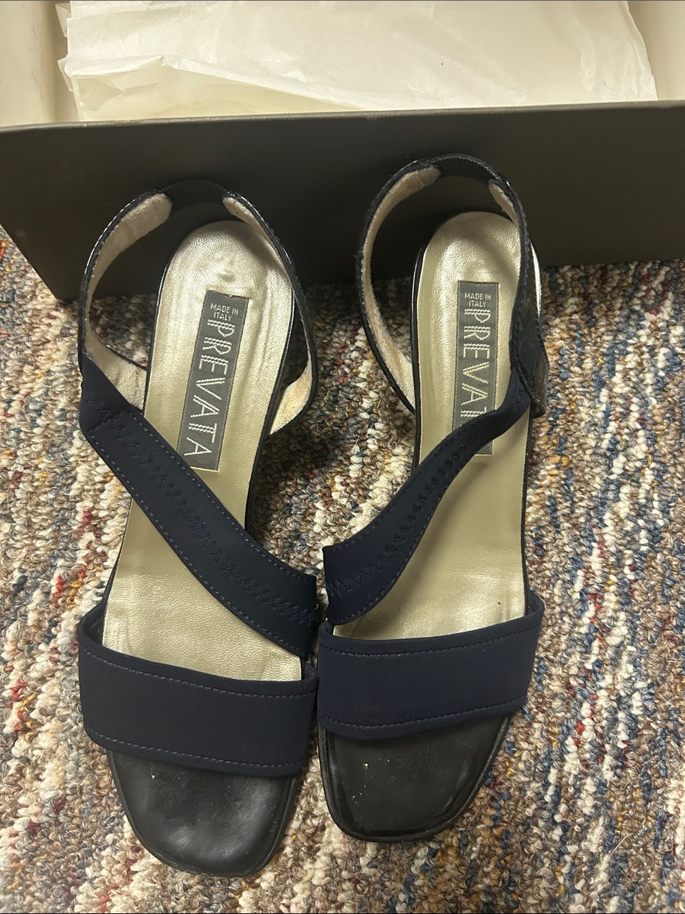 Prevata Women's Navy Elastic Crossover Strap Sandals